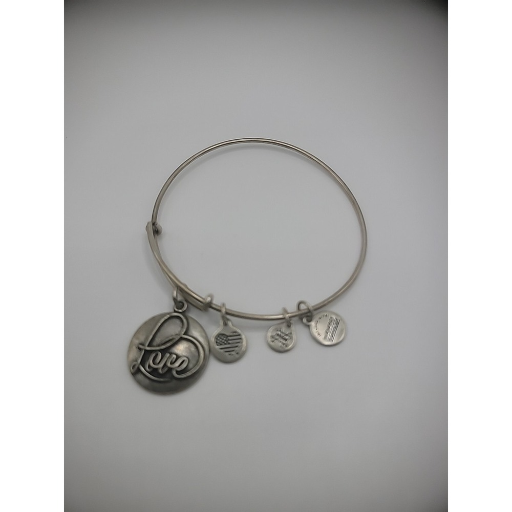 Vintage Alex and Ani Silver Tone Slide Bracelet‎ Love Charm Jewelry Costume